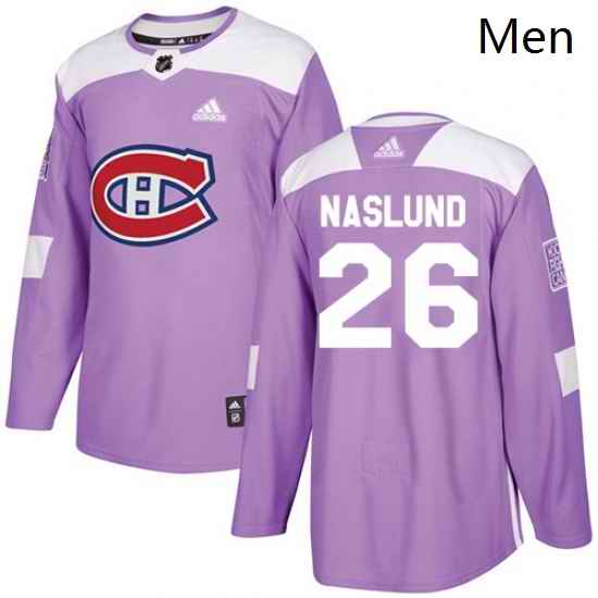 Mens Adidas Montreal Canadiens 26 Mats Naslund Authentic Purple Fights Cancer Practice NHL Jersey